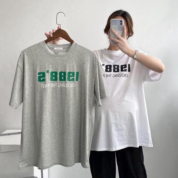 Широка памучна тениска с щампа за бременни - два модела 