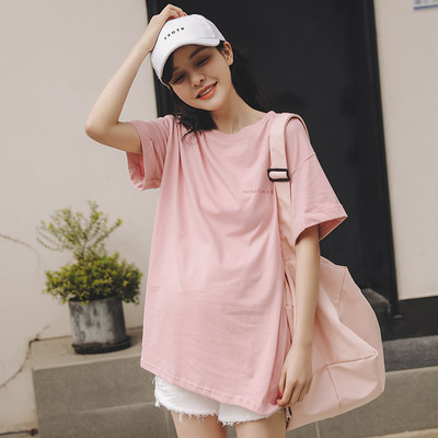 Широк модел тениска за бременни  с апликация и надпис