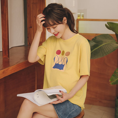 Широк модел тениска за бременни  с апликация и надпис