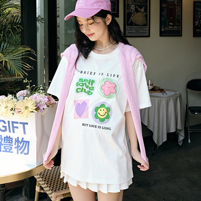 Ежедневна тениска с цветна щампа за бременни