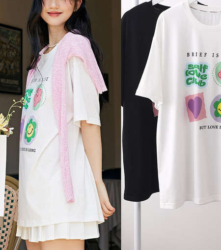 Ежедневна тениска с цветна щампа за бременни