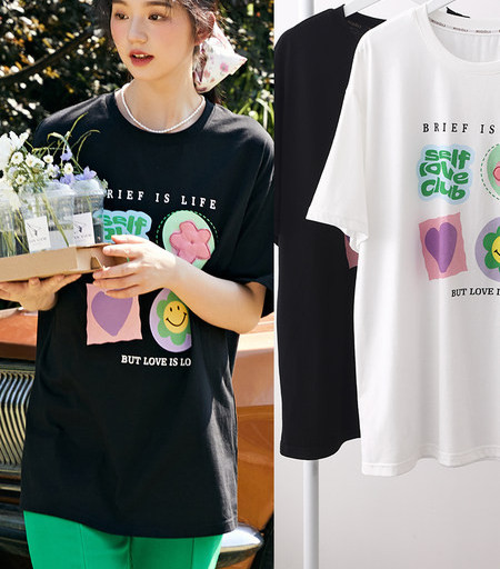 Ежедневна тениска с цветна щампа за бременни