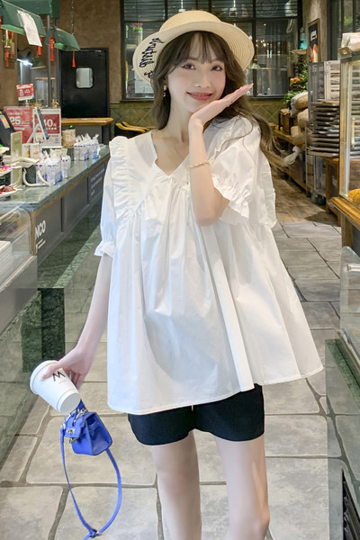 Дамска широка блуза с къдри за бременни