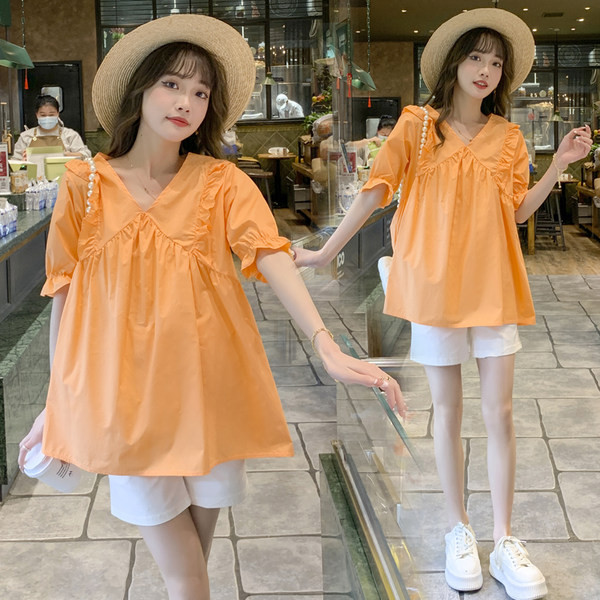 Дамска широка блуза с къдри за бременни