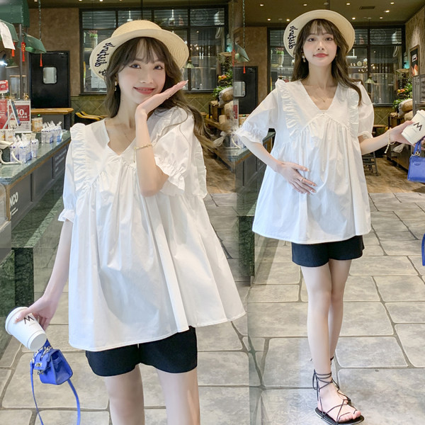 Дамска широка блуза с къдри за бременни