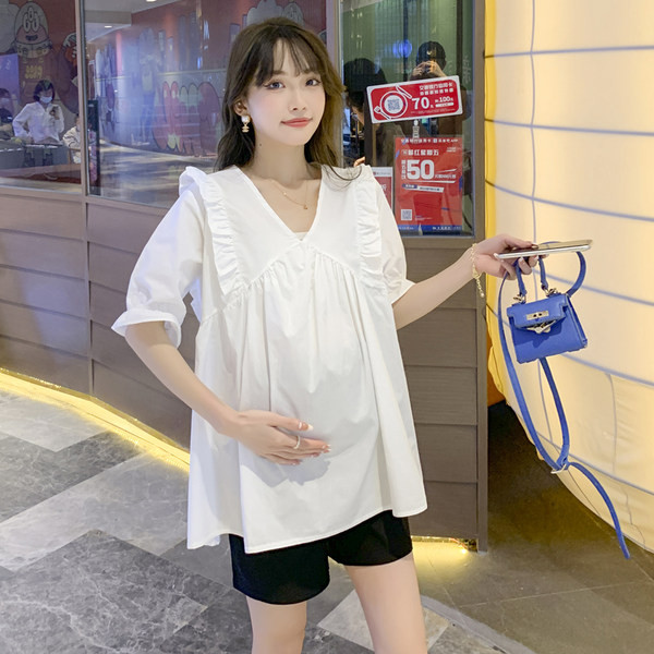 Дамска широка блуза с къдри за бременни