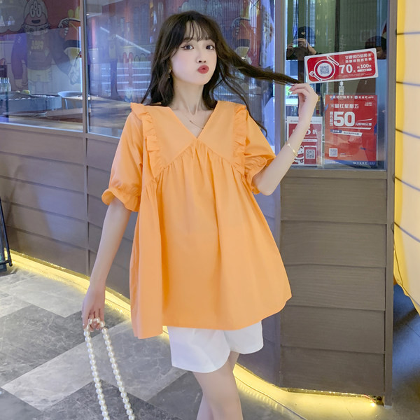 Дамска широка блуза с къдри за бременни