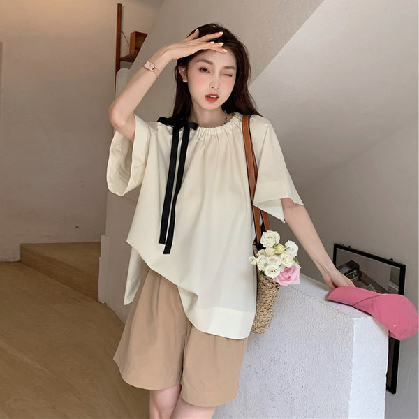 Дамска блуза с овално деколте за бременни