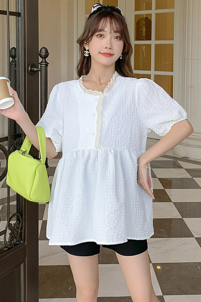 Модерна дамска блуза за бременни с дантела