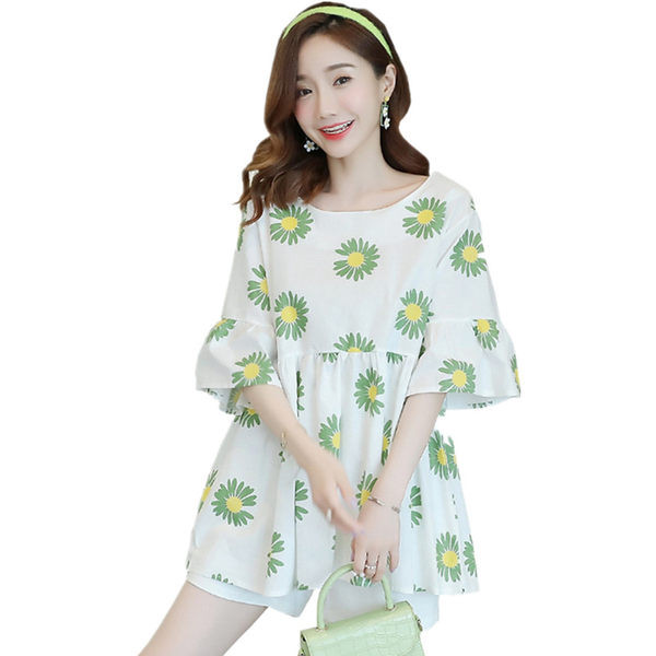 Дамска разкроена туника с флорален десен за бременни