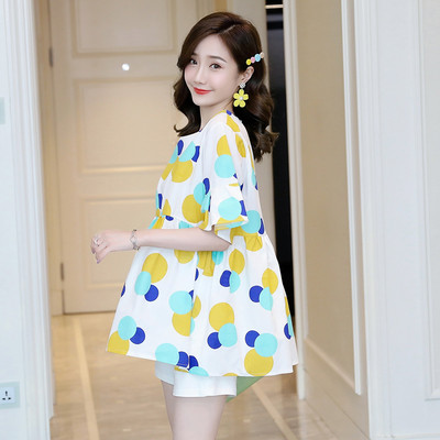 Дамска разкроена блуза с къс ръкав за бременни