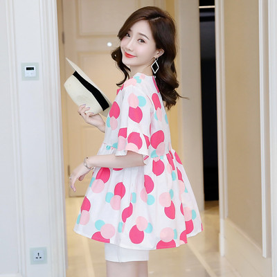 Дамска разкроена блуза с къс ръкав за бременни