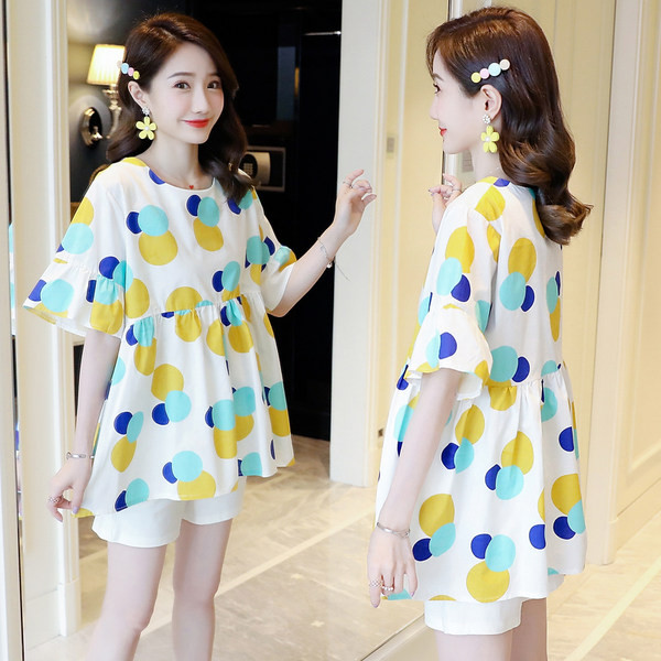 Дамска разкроена блуза с къс ръкав за бременни