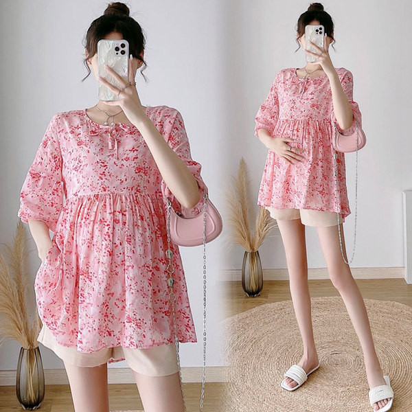 Дамска туника за бременни с флорален десен