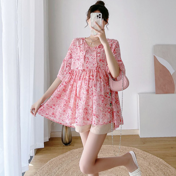 Дамска туника за бременни с флорален десен