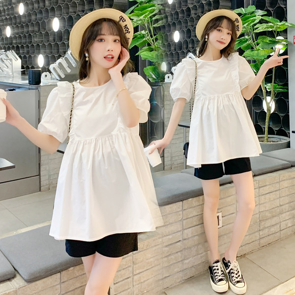 Модерна дамска блуза с къдри за бременни