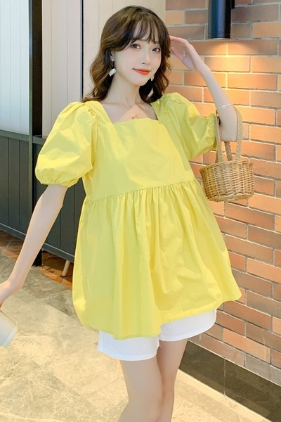 Модерна дамска блуза с квадратно деколте за бременни