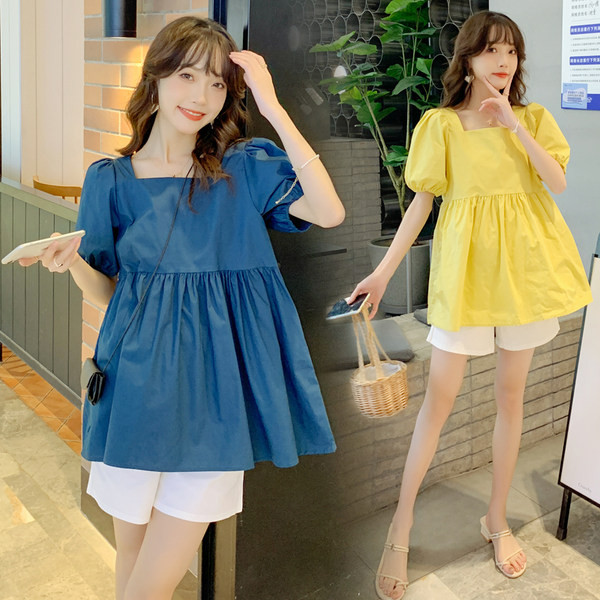 Модерна дамска блуза с квадратно деколте за бременни