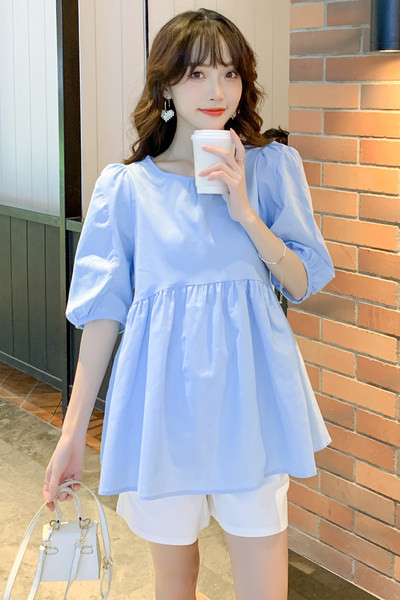 Свободна блуза за бременни с 3/4 ръкав и връзки