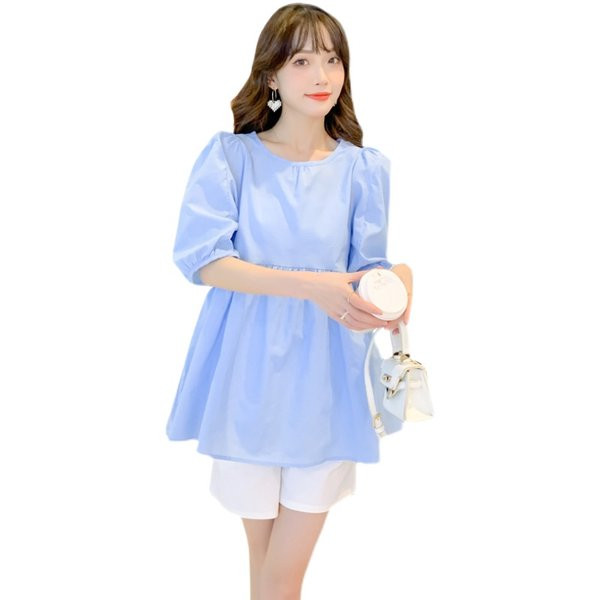 Свободна блуза за бременни с 3/4 ръкав и връзки