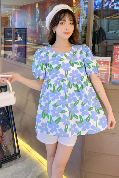 Дамска широка блуза с флорален десен за бременни