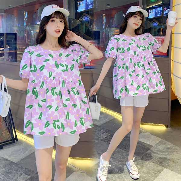 Дамска широка блуза с флорален десен за бременни