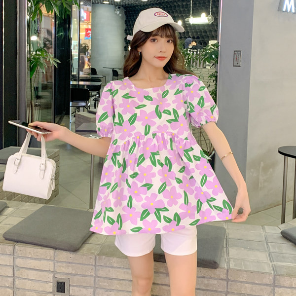 Дамска широка блуза с флорален десен за бременни