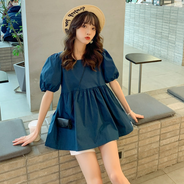 Лятна риза с къс ръкав и квадратно деколте за бременни