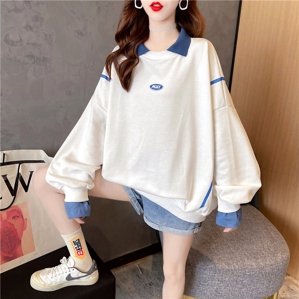 Широк спортен суичър за бременни