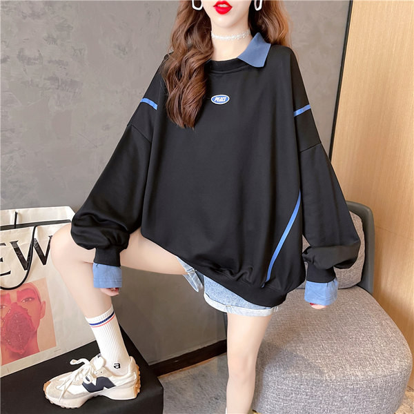 Широк спортен суичър за бременни