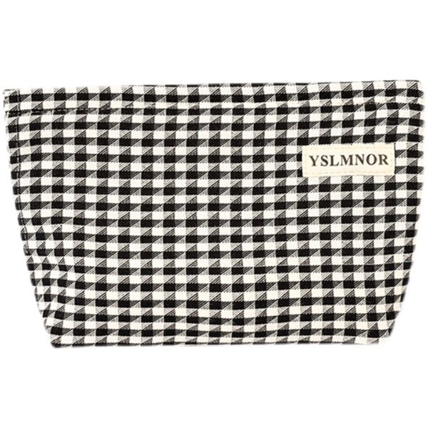 Козметична карирана чанта за гримове