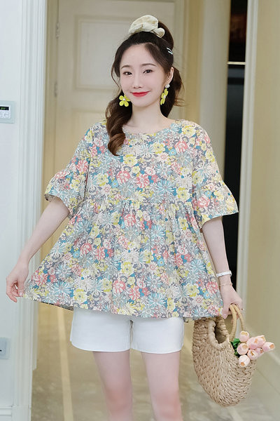 Дамска туника с връзки на гърба за бременни