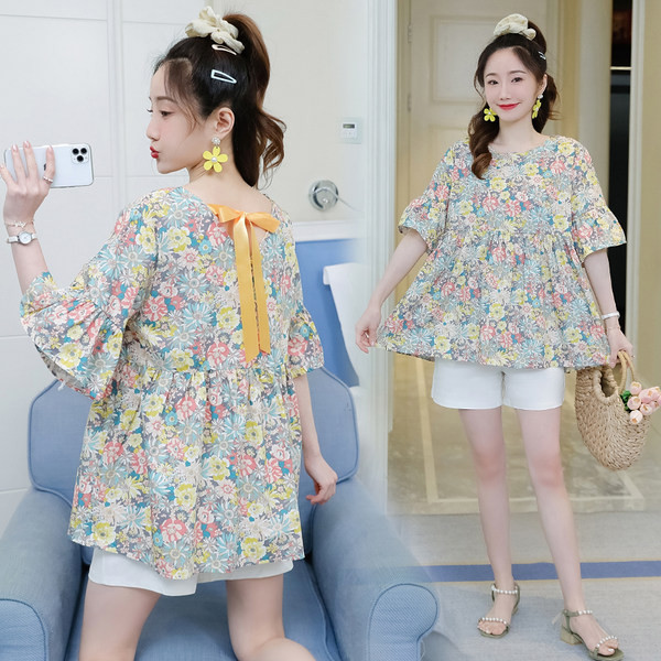 Дамска туника с връзки на гърба за бременни