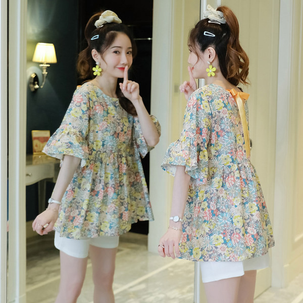 Дамска туника с връзки на гърба за бременни