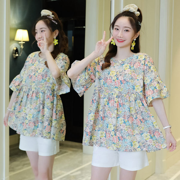 Дамска туника с връзки на гърба за бременни