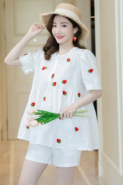 Дамска туника за бременни с цветна бродерия