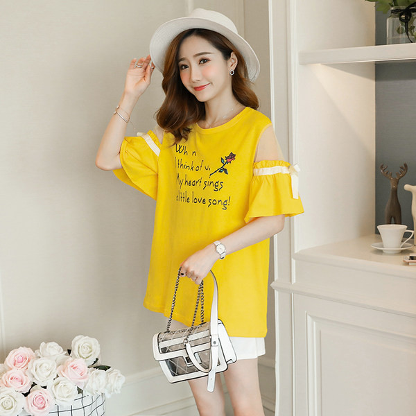 Дамска блуза широк модел с панделка подходяща за бременни