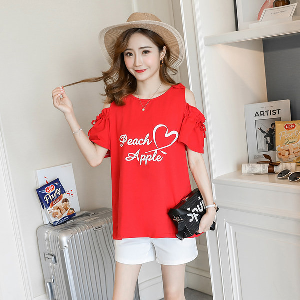 Дамска широка блуза с голи рамене за бременни