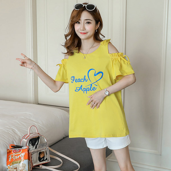 Дамска широка блуза с голи рамене за бременни