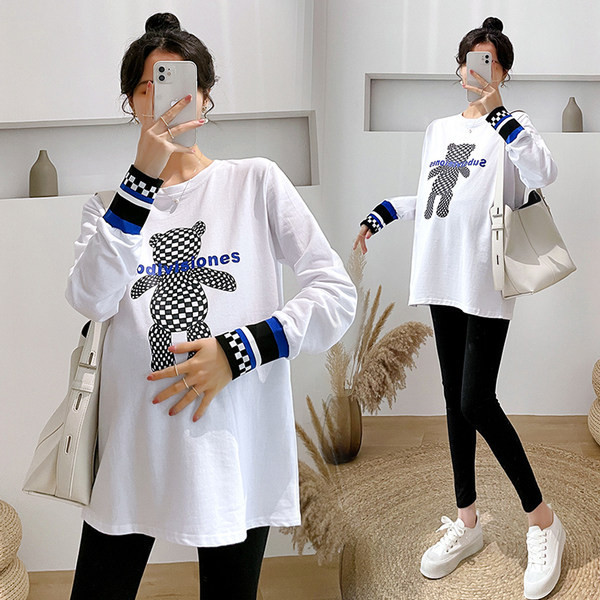 Ежедневна дамска блуза за бременни с дълъг ръкав