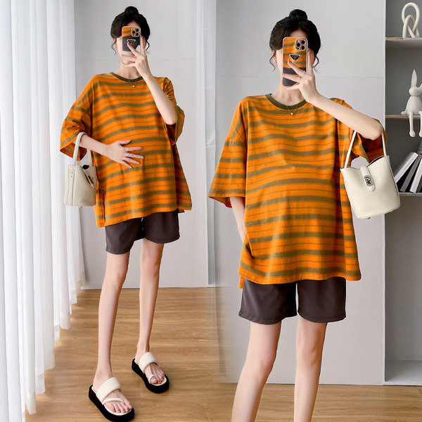 Широка лятна блуза с къс ръкав за бременни