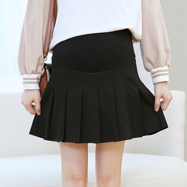 Moteriškas sijonas aukštu juosmeniu, klostuotas nėščiosioms