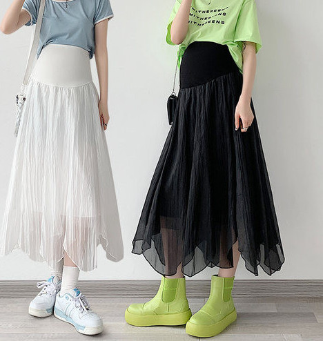 Дълга пола с подплата и висока талия за бременни