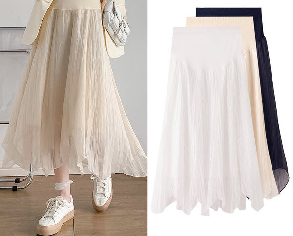 Дълга пола с подплата и висока талия за бременни