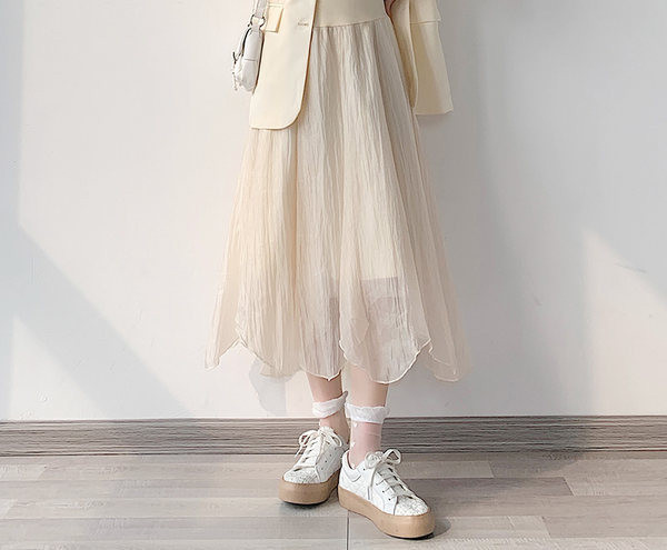 Дълга пола с подплата и висока талия за бременни