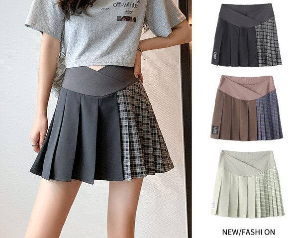 Къса дамска плисирана пола за бременни