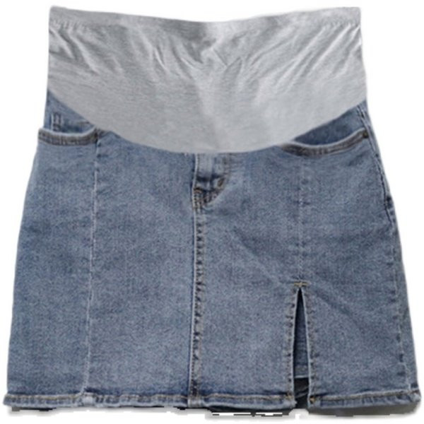 Дамска къса пола от деним с висока талия за бременни