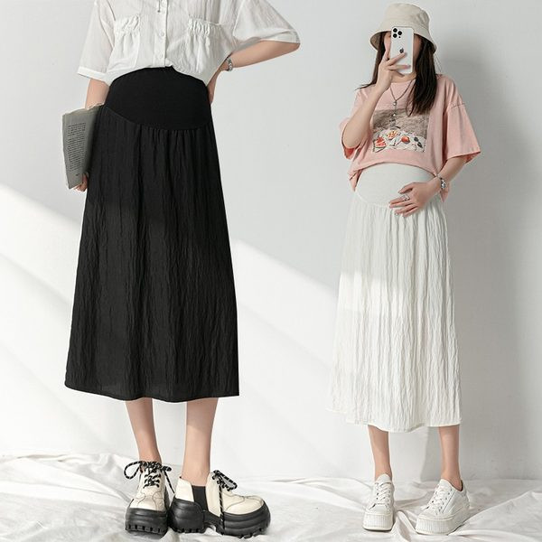 Дълга пола с висока талия за бременни