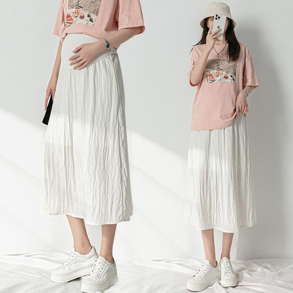 Дълга пола с висока талия за бременни