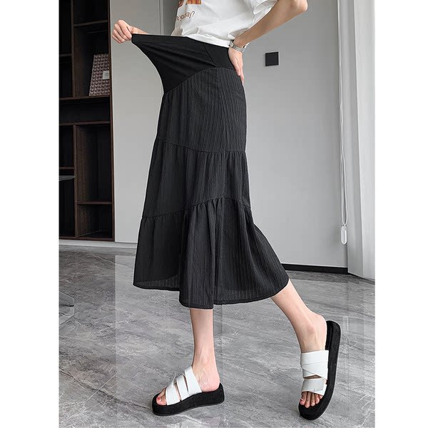 Разкроена пола за бременни със средна дължина